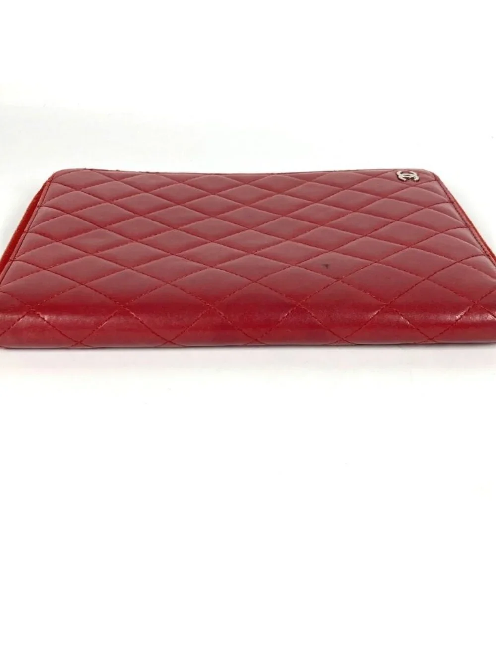 Chanel Ipad Case CC Logo Quilted Lambskin Red - Picture 6 of 9